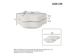 Mesa de centro en forma de flor 74,8×67,5×31 cm - Plato giratorio 360° - blanco