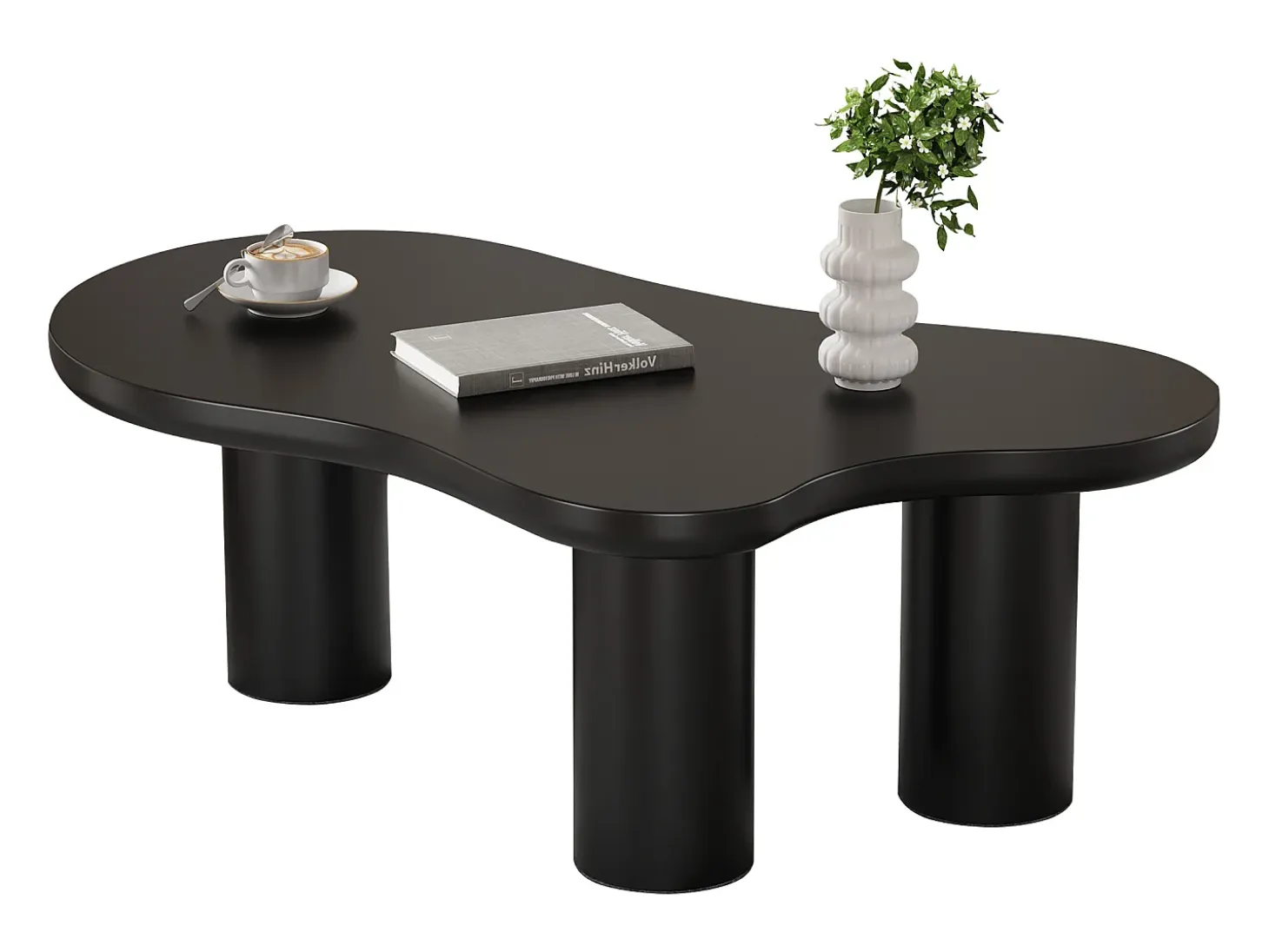 Mesa de centro en MDF y PVC - tapa irregular en forma de nube - Negro