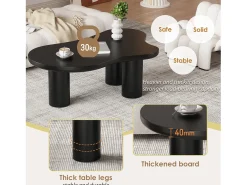 Mesa de centro en MDF y PVC - tapa irregular en forma de nube - Negro