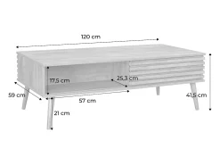 Mesa de centro escandinava con puertas correderas natural