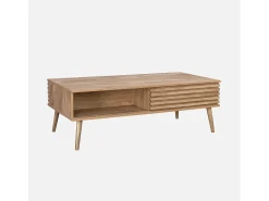 Mesa de centro escandinava con puertas correderas natural