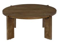 Mesa de centro exótica redonda de madera maciza nogal