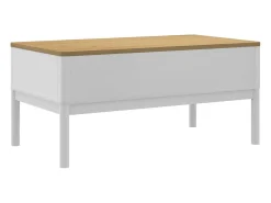 Mesa de centro FLORO madera maciza de pino blanco 99x55,5x45 cm