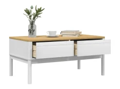 Mesa de centro FLORO madera maciza de pino blanco 99x55,5x45 cm