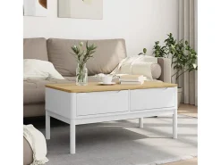 Mesa de centro FLORO madera maciza de pino blanco 99x55,5x45 cm