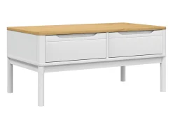 Mesa de centro FLORO madera maciza de pino blanco 99x55,5x45 cm