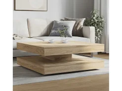 Mesa de centro giratoria 360 grados roble sonoma 90x90x34,5 cm
