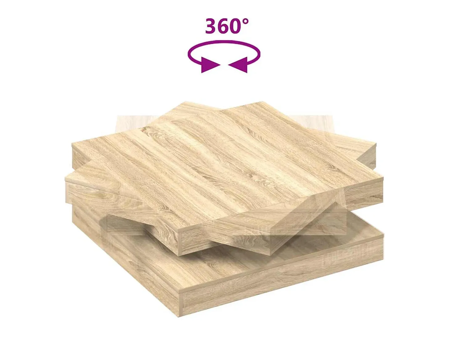 Mesa de centro giratoria 360 grados roble sonoma 90x90x34,5 cm