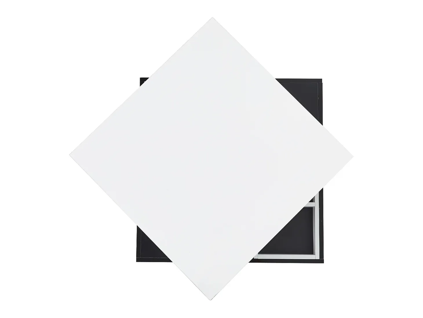 Mesa de centro giratoria con almacenaje, tablero lacado brillante - Blanco y negro