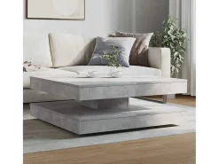 Mesa de centro giratoria 360 grados gris hormigón 90x90x34,5 cm