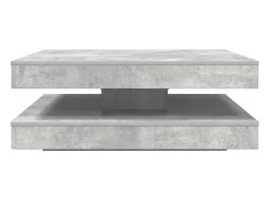 Mesa de centro giratoria 360 grados gris hormigón 90x90x34,5 cm