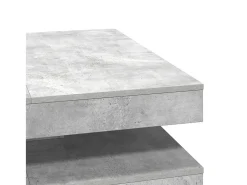 Mesa de centro giratoria 360 grados gris hormigón 90x90x34,5 cm