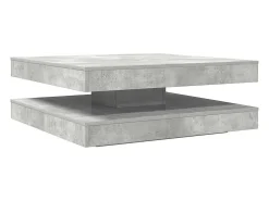 Mesa de centro giratoria 360 grados gris hormigón 90x90x34,5 cm