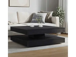 Mesa de centro giratoria 360 grados roble negro 90x90x34,5 cm