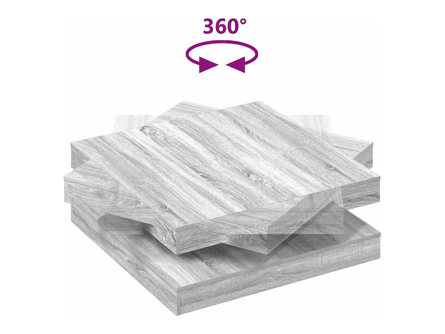 Mesa de centro giratoria 360 grados gris Sonoma 90x90x34,5 cm