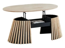 Mesa de centro Grove ovalada elevable nordish 45,5-60,5x120x60 cm Adec