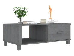 Mesa de centro HAMAR madera maciza pino gris oscuro 100x55x35cm