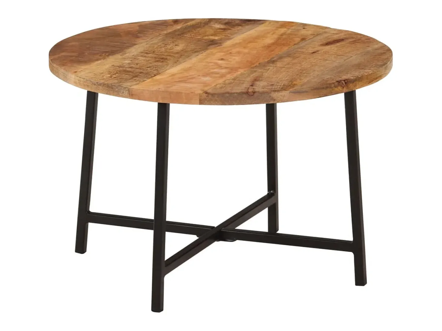 Mesa de centro hierro y madera maciza de mango 54x54x35 cm