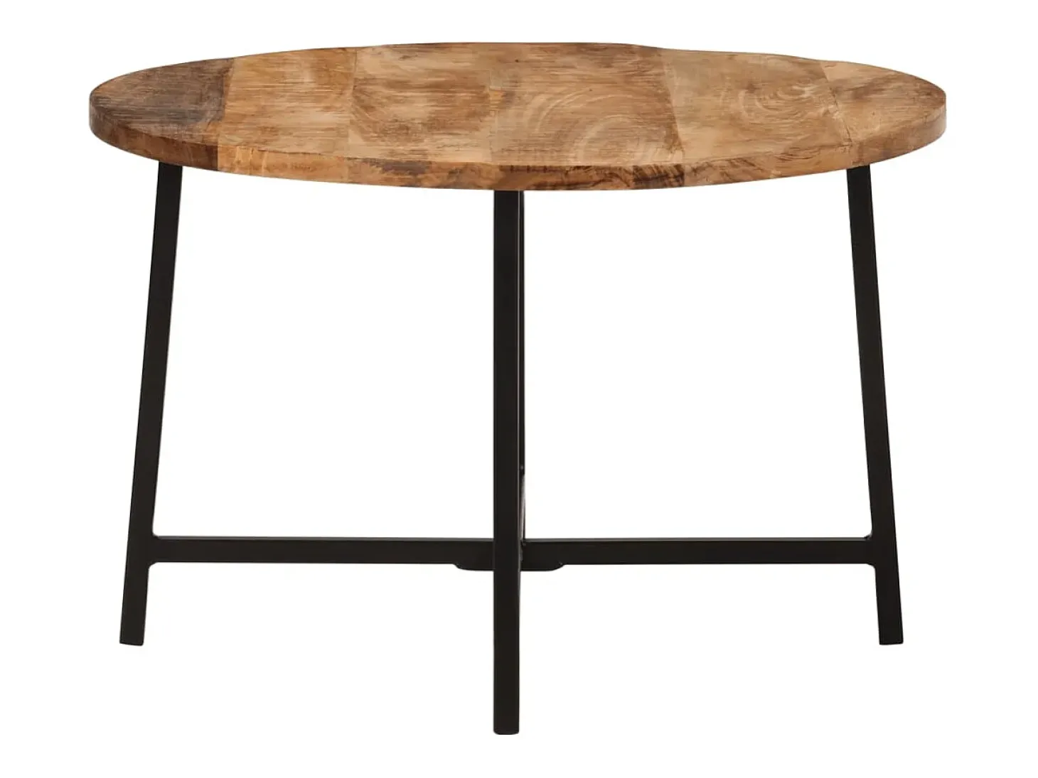 Mesa de centro hierro y madera maciza de mango 54x54x35 cm