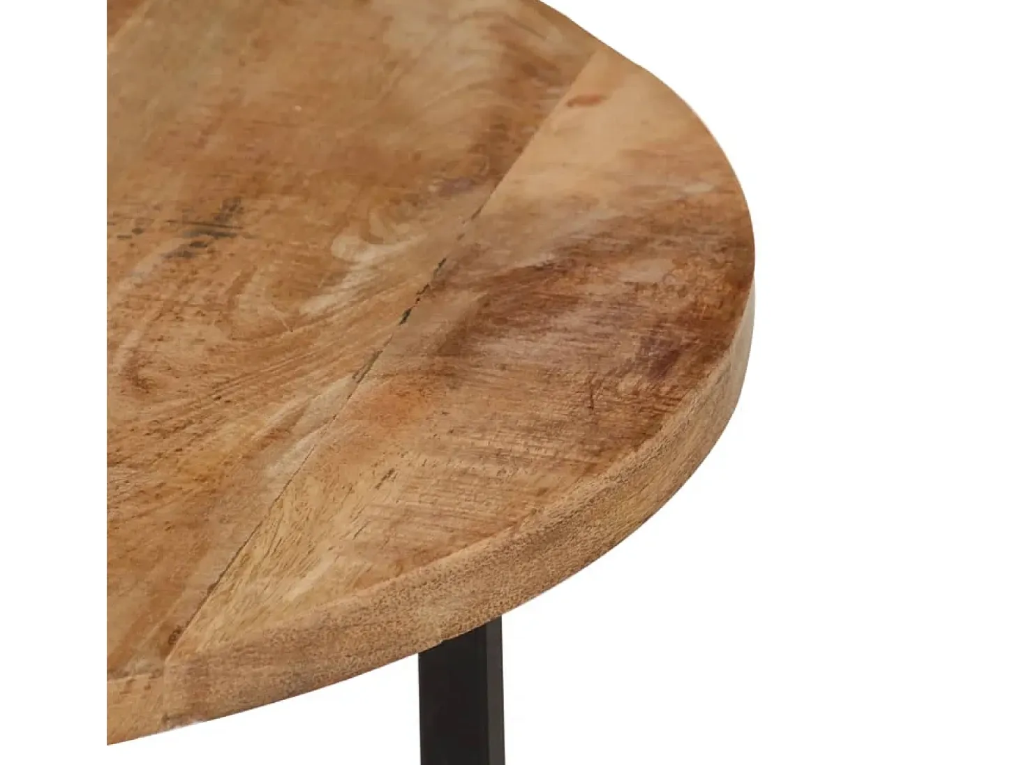 Mesa de centro hierro y madera maciza de mango 54x54x35 cm