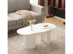 Mesa de centro irregular - 100 x 50 x 40,5 cm - Estable y duradera - Superficie lacada - MDF - Blanco