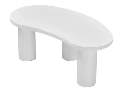 Mesa de centro irregular en forma de media luna, tablero de MDF y pata de PVC, mesa de centro irregular con base de fieltro, color blanco