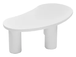 Mesa de centro irregular en forma de media luna, tablero de MDF y pata de PVC, mesa de centro irregular con base de fieltro, color blanco