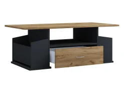 Mesa de centro Junata antracita, decoración roble.