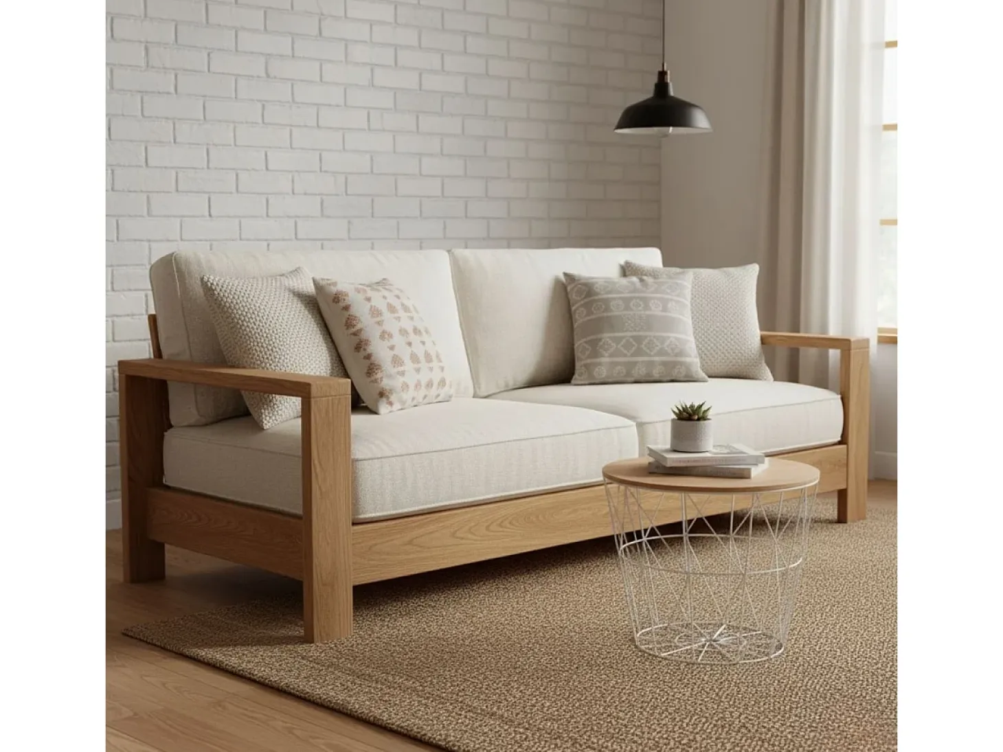 Mesa de centro Kumi con tapa blanco/natural 30,5x38x38 cm