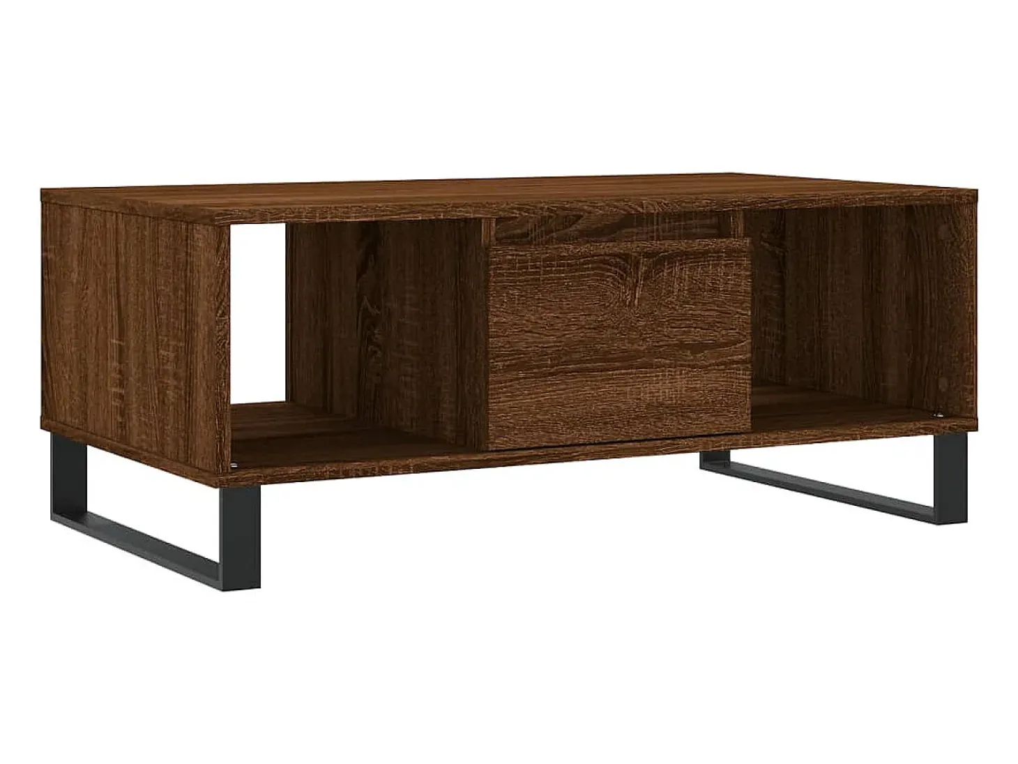 Mesa de centro madera contrachapada marrón roble 90x50x36,5 cm