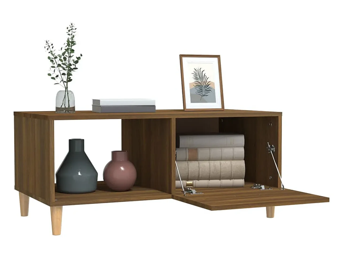 Mesa de centro madera contrachapada roble marrón 89,5x50x40 cm