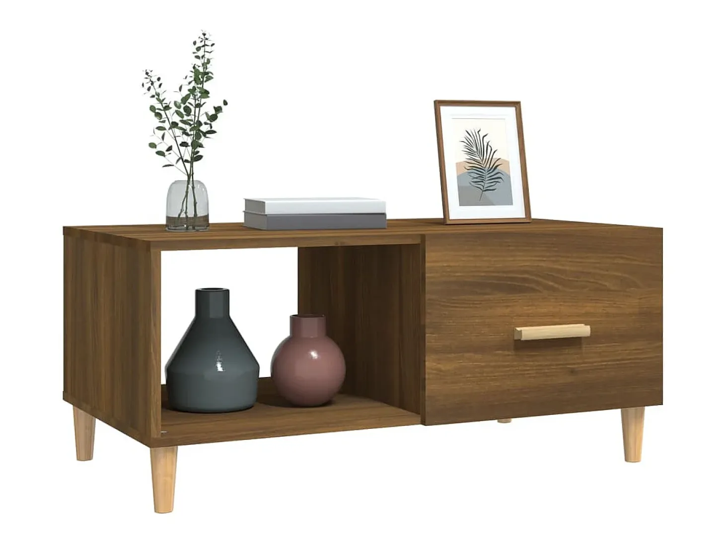 Mesa de centro madera contrachapada roble marrón 89,5x50x40 cm