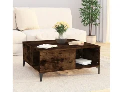 Mesa de centro madera contrachapada roble ahumado 80x80x36,5 cm