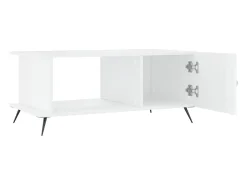 Mesa de centro madera contrachapada blanco brillo 90x50x40 cm