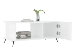 Mesa de centro madera contrachapada blanco brillo 90x50x40 cm