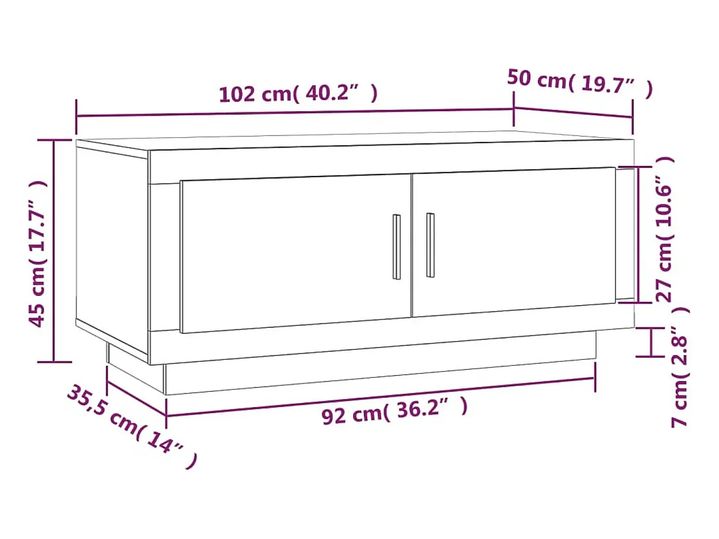 Mesa de centro madera contrachapada roble ahumado 102x50x45 cm