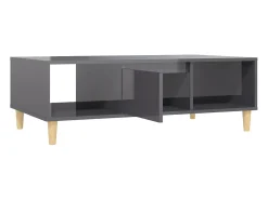 Mesa de centro madera contrachapada gris brillo 103,5x60x35 cm