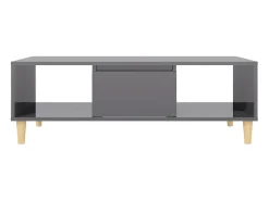 Mesa de centro madera contrachapada gris brillo 103,5x60x35 cm