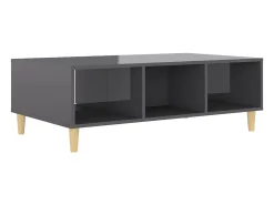 Mesa de centro madera contrachapada gris brillo 103,5x60x35 cm