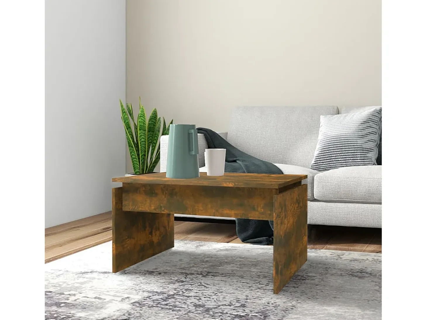 Mesa de centro madera contrachapada roble ahumado 68x50x38 cm