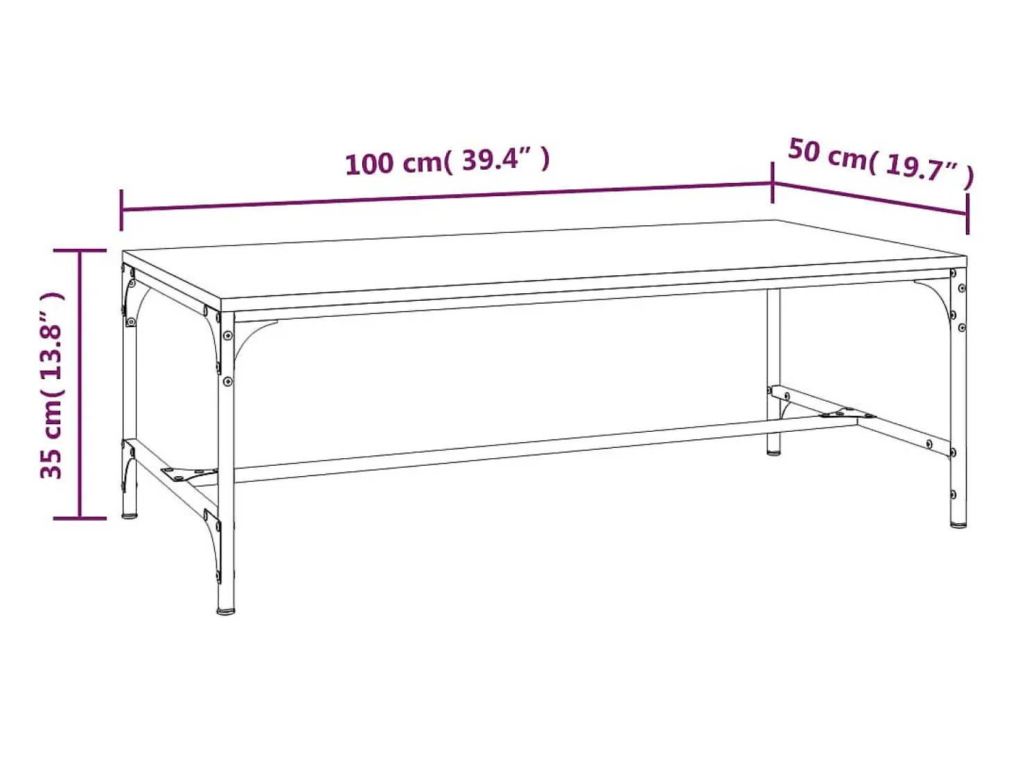 Mesa de centro madera contrachapada gris Sonoma 100x50x35 cm