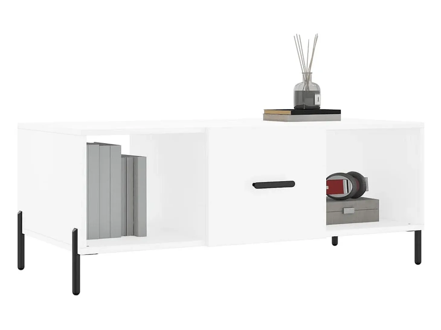 Mesa de centro madera contrachapada blanco 102x50x40 cm