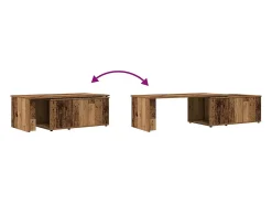 Mesa de centro madera contrachapada envejecida 150x50x35 cm