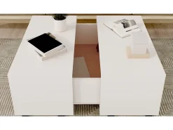 Mesa de centro madera contrachapada blanco 75x75x38 cm