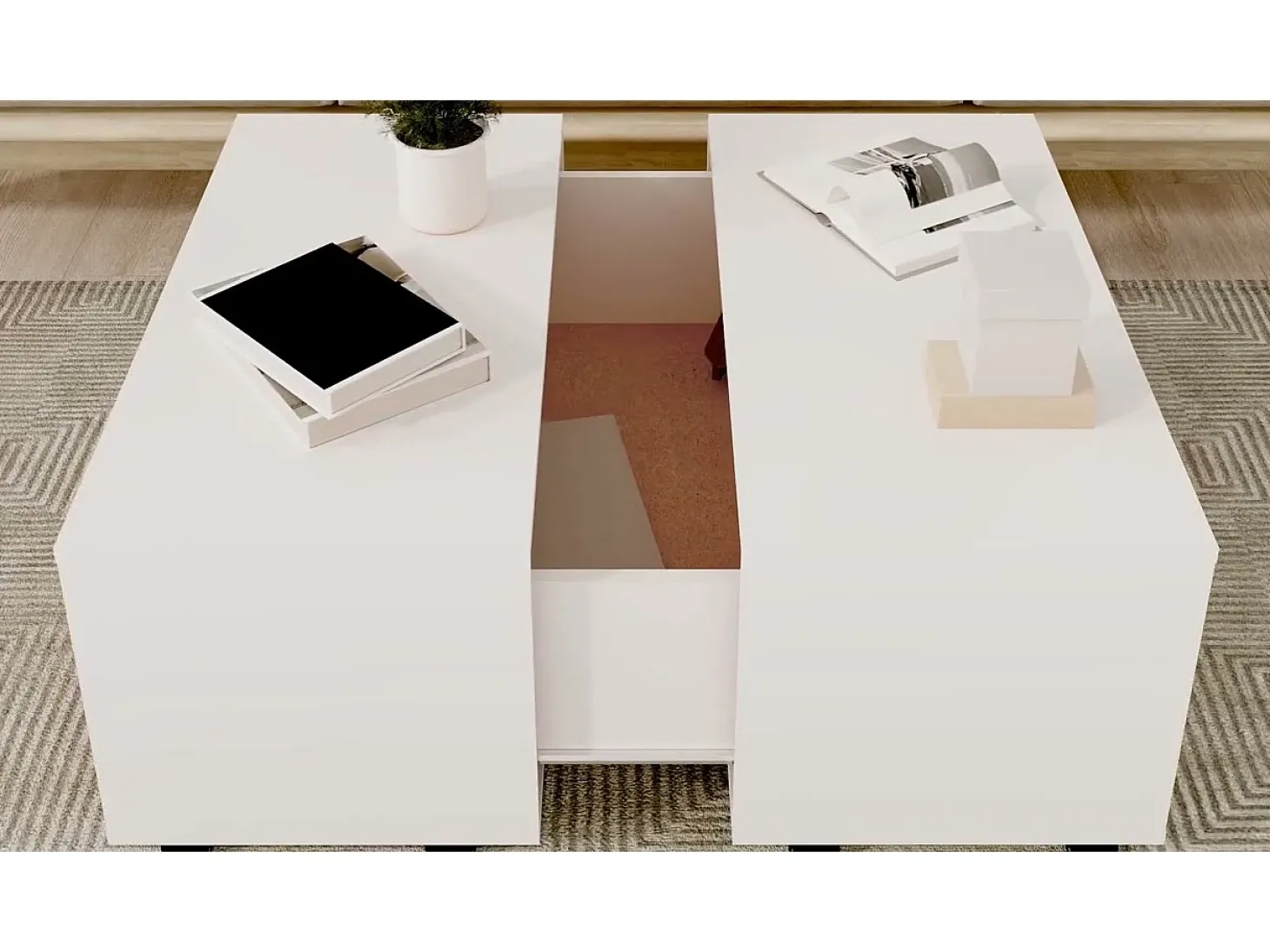 Mesa de centro madera contrachapada blanco 75x75x38 cm