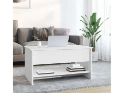 Mesa de centro madera contrachapada blanca 80x50x40 cm