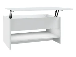 Mesa de centro madera contrachapada blanca 80x50x40 cm