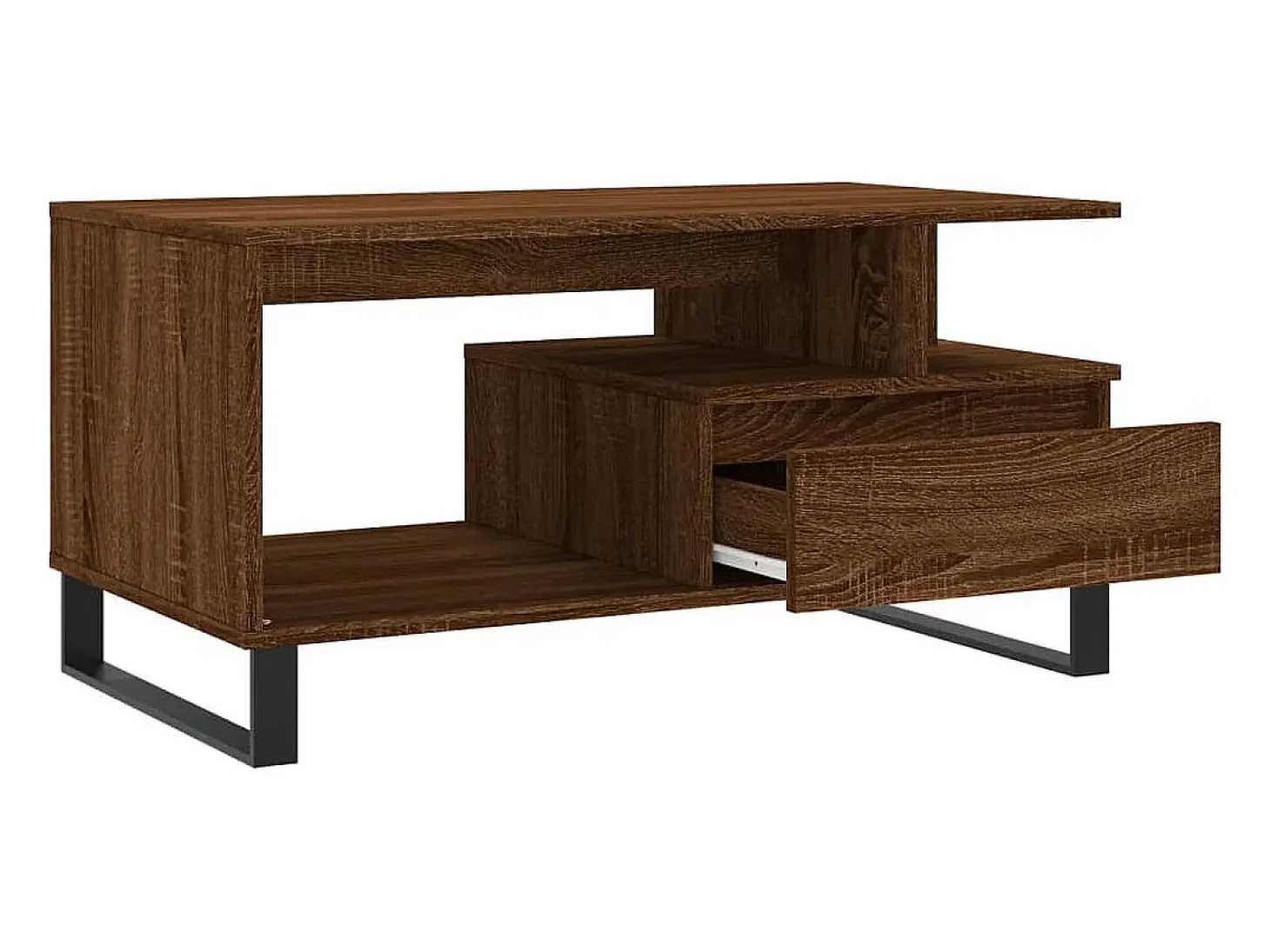 Mesa de centro madera contrachapada roble marrón 90x49x45 cm