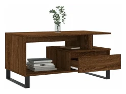 Mesa de centro madera contrachapada roble marrón 90x49x45 cm