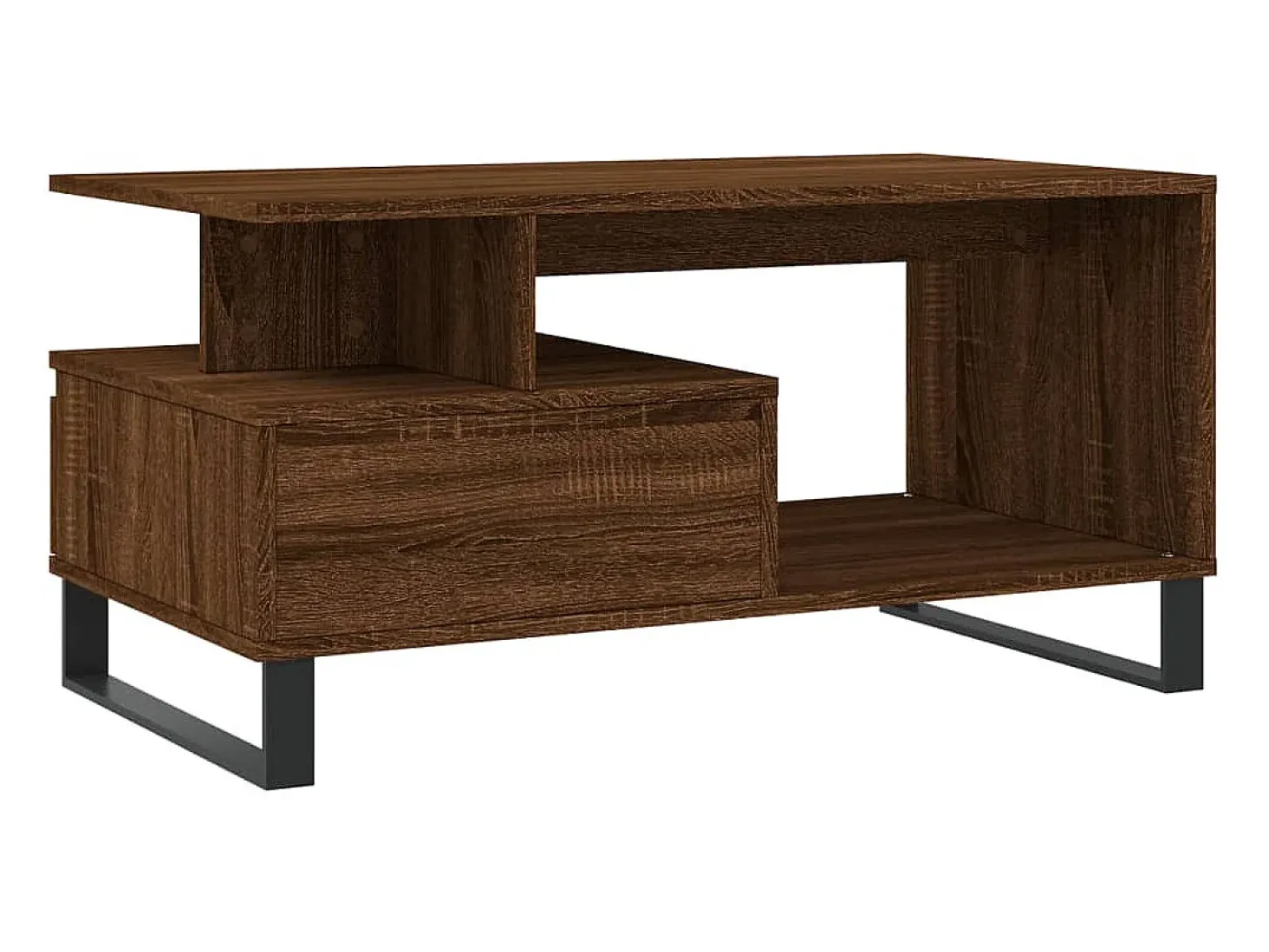 Mesa de centro madera contrachapada roble marrón 90x49x45 cm